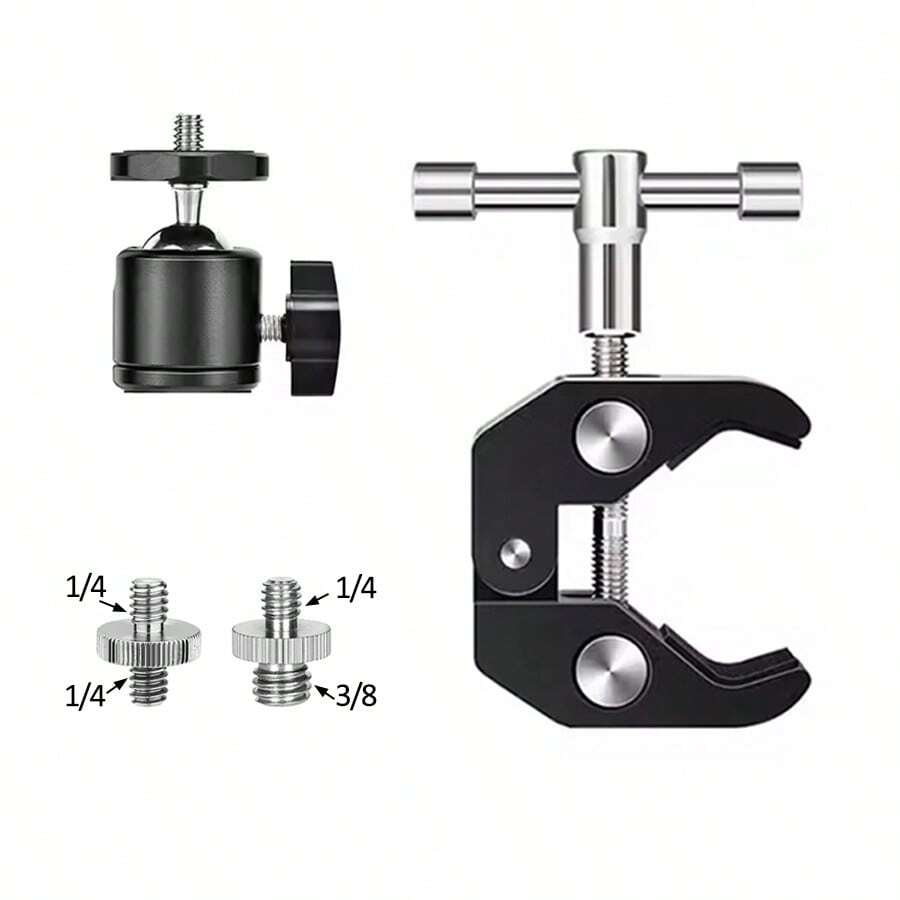 Giá đỡ máy ảnh kẹp siêu chắc 360° với đầu bi mini, vít 1/4" và kẹp tháo nhanh dành cho máy ảnh DSLR và giá đỡ chân máy. - Xem 1