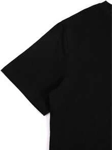 [Festive Clover Tee] Casual, T-Shirt - Women's St. Patrick's Day Clover & Valentine's Heart, Machine Washable, All-Season Fashion Tee With Festive Shamrock Design, Round Neck - Black - View 3