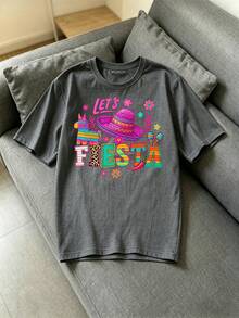 Women's "Let's Fiesta" T-Shirt - Short-Sleeved T-Shirt With A Round Neck And Mexican Carnival Print, Modern And Comfortable, Suitable For Everyday Wear. Women's T-Shirts - 白色 - 查看 9