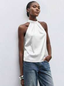 Blusa holgada de unicolor de estilo minimalista, elegante y urbano para uso diario, con estilo romántico retro de los 90, adecuada para Navidad, Año Nuevo, San Valentín, fiestas, playa, graduación, moda, carnaval, vacaciones, invitados de boda, br - Blanco 2 - Ver 6