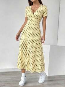 Vestido maxi casual de mujer con cintura ceñida y estampado floral ditsy - Multicolor 4 - Ver 4