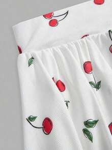 Nuevo conjunto casual de 2 piezas de estilo primavera y verano: Camiseta básica de cuello redondo, manga corta y con pliegues a ambos lados + Falda-paraguas con vuelo, corta por ambos lados, de largo medio, en tejido de punto acanalado gris claro - Blanco - Ver 11