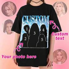 LucBuy Camisetas Personalizadas de Rap Pirata, Sudadera Extragrande con Texto y Fotos de Caras Retro Personalizadas, Cara Gráfica Cuello Redondo Casual Hombro Caído Sudaderas con Capucha Regalos - Estilo 6 - Ver 5
