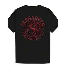 Camiseta de Hombre con Gráfico de Dragón Rojo TARGARYEN - Camiseta Inspirada en Fuego y Sangre, Tejido Suave y Transpirable para Fans de , Ropa Casual para el Día a Día y Convenciones - Camiseta Negra con Diseño de Dragón Rojo, Ropa de Vera - Negro - Ver 1