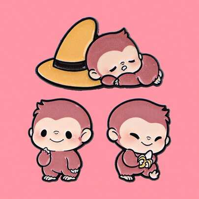 Ghim cài áo hình khỉ ngủ dễ thương, hình động vật ngộ nghĩnh, dùng để cài ve áo, huy hiệu hoặc gắn lên ba lô, phụ kiện quần áo, trang sức thời trang, quà tặng.