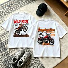 2-Piece Couple Matching Pattern T-Shirt, 100% Cotton, Loose Fit, Soft And Breathable, Casual Round Neck Short Sleeved Top Tropical Beach Scene With Palm Trees And Sunset Versatile Patterns No Picky Combinations Coordinated Dating Casual Travel Simple And Cartoonish Printing Styles High - 白色 - 查看 1