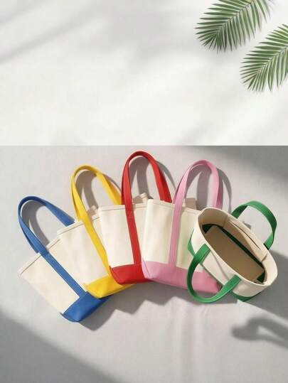 1pc Colorful Canvas Handbags, Shoulder Bags, Oversized Shopping Bags, Storage Bags, School Bags For Girls, Exclusive Gifts For Women, Toiletry Bags, Perfect Gifts For Girlfriends, Family Members, Friends, And Children, Suitable For Short Trips, Anniversary Celebrations, Festival Events, And Fashionable Bags For Women.