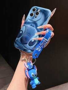 Disney Lilo And Stitch Phone Case : 3D Fluffy Pattern Border Protector Phone Soft Phone Case With A Free Cute Stitch Bracelet Chain Lanyard, Stitch, Lilo, Angel, For Apple 17 Promax 17 Pro 16 15 14 13 12 11 Pro Max XS Max X XR Soft Cover Summer Phone Case - White - View 4