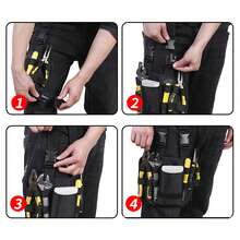 1pc Canvas Electrician Tool Waist Bag, Portable Small Storage Durable Multi-Function Installation Tool Pouch. Storage And Tool Organization, Tool Bag. - Multicolor - View 9