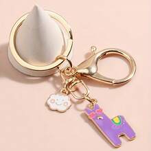 1 Móc khóa hợp kim kiểu hoạt hình dễ thương, hình lạc đà Alpaca và hoa cúc cầu vồng tráng men, phụ kiện túi xách mạ vàng, quà tặng tốt nghiệp và sinh nhật. - Nhiều màu - Xem 9