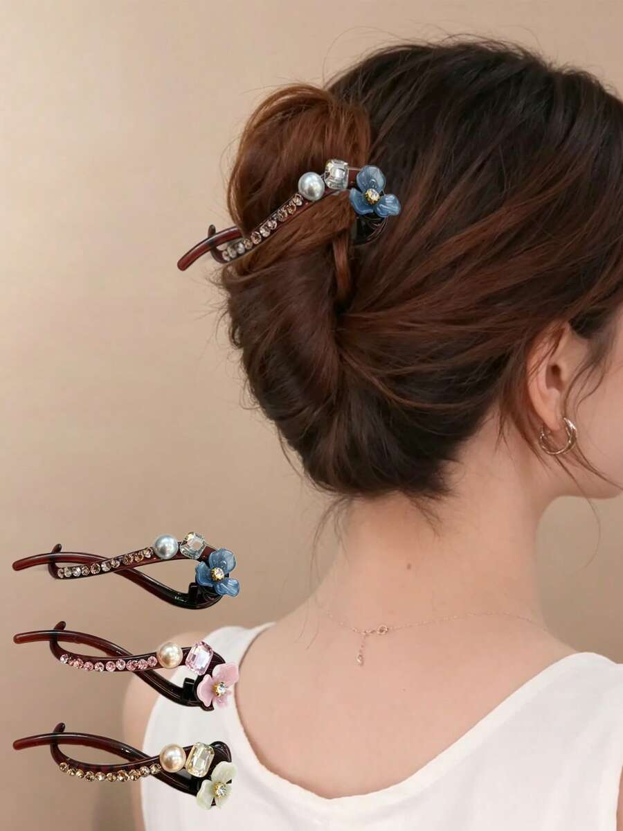 topshiny Kẹp tóc hoa đính đá lấp lánh, kẹp tóc hình quả chuối thanh lịch, đa năng, phù hợp cho sử dụng hàng ngày, du lịch, tiệc sinh nhật, lễ hội, dành cho phụ nữ.
