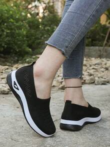 Women's Orthopedic Comfort Slip-On Sneakers - With Arch Support And Skin-Friendly Foam, All-Day Lightweight Walking Shoes, Non-Slip PVC Sole - Suitable For Nurses, Teachers, Standing And Running Errands, Orthopedic Shoes, Exquisite Pressure-Relieving Design, Beautiful Embroidery, Soft Cushioning, Suitable For Long-Term Standing Work Shoes, Casual Women's Shoes - 323 Đen - Xem 4