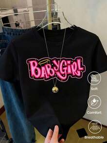 180g Made In Mexico, Spring/Summer 2026 Fashion Short Sleeve T-Shirt, Cartoon Print, Couple Style, Underwear/Outerwear, Casual Round Neck For Office, Unisex One Piece Top - 黑色 - 查看 2