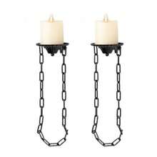 Candle Sconce Set Of 2 -Medieval Metal Wall Decorations-Gothic Retro Wall Candle Sconces- Wall Sconces - 黑鏈 - 查看 2