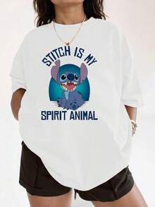 Figura alegre de un personaje azul que simboliza la energía positiva y la conexión interior con el propio espíritu reflejando simpatía y diversión camiseta de mujer  cómoda y moderna para uso diario - Blanco - Ver 1