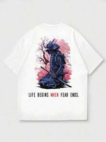 FRACTYR Minimalist Male Figure Print Short Sleeve T-Shirt | Casual Streetwear That Goes With Everything - 白色 - 查看 5