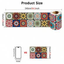 1 rollo de papel tapiz autoadhesivo, pegatina de pared plana con patrón de mandala vintage, pegatina de borde, pegatina de zócalo, adecuado para el hogar, la cocina, la habitación, la pared, la decoración del zócalo - 1PC - Ver 11