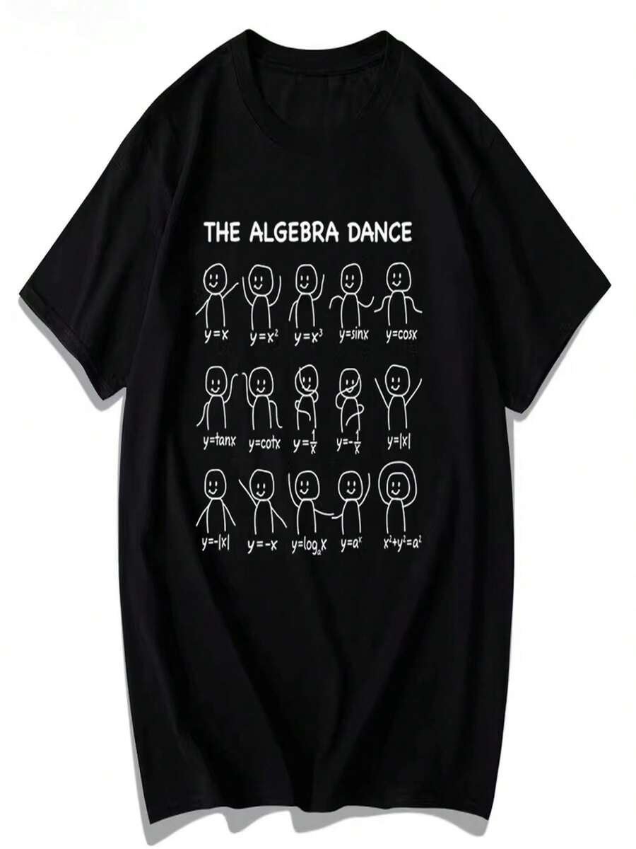 Quadratic Equations, Algebraic Trigonometric Functions, Fun Math, Dancing, Summer Short-Sleeved Shirts, Women's T-Shirts - Black - View 1
