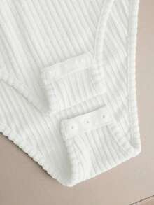 Body elegante y casual para mujer, body de manga corta y cuello redondo para uso diario - Blanco - Ver 7