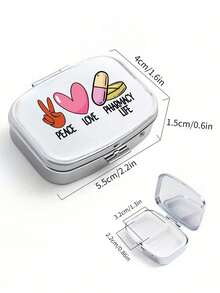 Square Pill Box With Capsule, Tablet, Letter, Bottle Patterns, Portable Medication Storage Compartment, Mini Metal Storage Box, Compact Jewelry And Pill Case, Travel Pill Box, Large Capacity Compartment, Weekly Medication Organizer, Suitable For Daily Medicines And Vitamins, Essential For Doctors And Nurses, Emergency Needs, Travel, Hiking First Aid, Creative Gift With Cartoon Logo - Multicolor - View 8