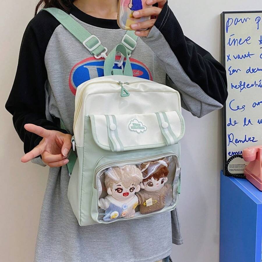クラウドエンジェルベアリュック 多機能ドールバッグ 30cm 学生向けJK風 - 人形が入っていないピンクのヌードバッグ - チェックする 1