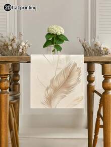 1 pieza Mantel con estampado de plumas de pavo real, disponible en múltiples tamaños, adecuado para comedor del hogar, decoración de cocina, decoración del hogar, fiesta al aire libre y decoración de restaurantes, con apariencia de textura de lino - Multicolor - Ver 1