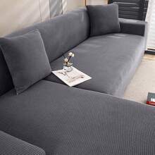 1 tấm bọc ghế sofa dày dặn, co giãn, chất liệu mềm mại, phù hợp cho gia đình, phòng ăn, phòng khách, an toàn cho thú cưng, chống bụi bẩn. - Màu xám đen - Xem 2
