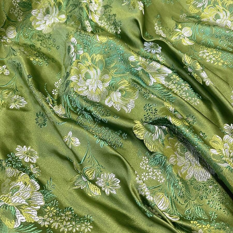 1 tấm vải gấm cao cấp với họa tiết hoa mẫu đơn dệt jacquard, thích hợp để may đệm, gối, khăn trải bàn, vải lụa gấm. - Nhiều màu - Xem 1