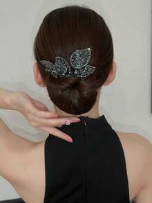 1 Piece Fashionable And Versatile Elegant Literary Full Diamond Pleated Headband For Going Out And Commuting Temperament Hair Pressing Headband Hair Accessories - 黑色 - 查看 8