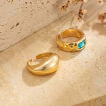 Cincin Jari Kaki Terbuka Batu Permata Berwarna-warni Bergaya Vintage, Perhiasan Kaki Buku Jari Lebar Polos Gaya Prancis Minimalis - MultiWarna - View 9