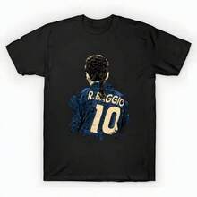 Roberto Baggio T-Shirt unisex de la de algodón puro de alta densidad de 220 g. C-AmiS-eta uniS-ex 100 % aL-Godón de - Tejido de alta densidad. Apta para todo tipo de perS-onas, ya sean mujeres o hombres. Tejido duradero de alta C-Alidad apto para todas las estaciones, suave al tacto pero duradero. Tops transpirables. Conjuntos de otoño para mujer. Conjuntos de vaC-Aciones para mujer. Disfraz de Halloween para mujer. - Negro - Ver 1