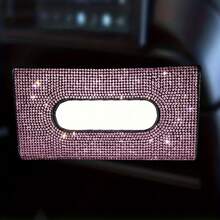 Sparkling Rhinestone Car Tissue Box, Crystal Diamond Sun Visor Tissue Holder, PU Leather Car Tissue Box, Luxury Shiny Car Accessories, Cute Women's Car Interior Decor, Universal Sun Visor Tissue Box, Fashion Glitter Diamond Car Tissue Box - A - View 12