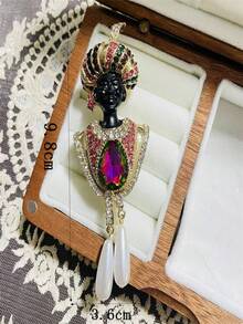1 chiếc ghim cài áo tua rua pha lê thời trang, thiết kế lấy cảm hứng từ Nữ hoàng lãnh chúa kỳ lạ, Vua và Nữ hoàng Moor đen, phù hợp cho phụ nữ mặc hàng ngày. - Vàng - Xem 15