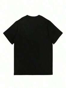 Oversized T-Shirt With Dabbing Heart Design, Valentine's Day Gift For Boys, Football, 100% Cotton, For Men, Mom, Dad And Friends, Black, 180g - 黑色 - 查看 2