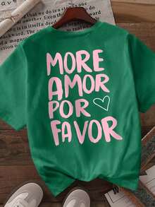 Top Casual Elegante de Verano para Mujer con Estampado de Doble Cara, con Diseño Vintage de Corazones y Rayas.MORE AMORE PER Print, Camiseta de Manga Corta con Cuello Redondo, Camisetas Bonitas para Mujer, Tops Divertidos, Camiseta Divertida para Mujer, Tops de Mujer para Verano, Conjuntos de Ropa para Vacaciones de Mujer, Conjuntos de Playa, Conjuntos de Verano para Mujer, Ropa de Primavera para Chicas Adolescentes, Conjunto de Verano para Mujer, Ropa de Playa para Mujer - Verde Oscuro - Ver 4