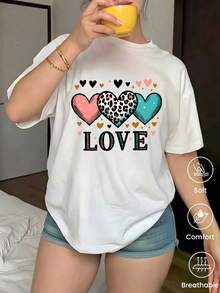 Women's Printed Short-Sleeved Summer T-Shirt, Women's Tops, Polyester Fabric, Multifunctional Style, Regular Fit, 1 Unit. - 白色 - 查看 1