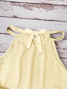 Camiseta de tirantes de algodón de unicolor y versátil para mujer, adecuada para primavera y verano - Amarillo claro - Ver 6