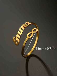 [Customization] Personalized Unlimited Name Ring - Customized Laser Cut Adjustable Stainless Steel Open Ring, Elegant Minimalist Jewelry - Multicolor - View 3