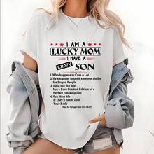 I'm A Lucky Mom, I Have A Crazy Son - T-Shirt, Mother's Day Gift From Her Son, Amazing Mom T-Shirt, Mom Life T-Shirt, Birthday Gift For Women, Unisex 's Garment, Summervibes - 白色 - 查看 6