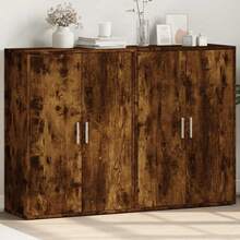 vidaXL Sideboards 2 STK., Kommode mit Stauraum, Anrichte Beistellschrank für Wohnzimmer, Mehrzweckschrank Standschrank, Geräucherte Eiche 60x31x84cm Holzwerkstoff - Geräucherte Eiche - Übersicht 3