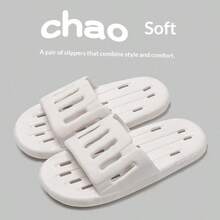 1 Pair PVC Hollow Breathable Quick-Drying Slippers, Anti-Slip Rubber Soft Bottom, Suitable For Home, Hotel, Guest - Slippers - View 8