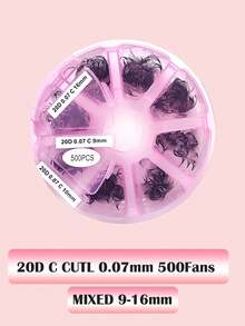 360 pcs 500 pcs 1000 pcs Bulu Mata Lepas Gugusan 10D 20D Panjang 9-16mm Ketebalan 0.07 C Curl Ekstensi Bulu Mata Lepas Berbagai Pilihan Gugusan Bulu Mata Buatan Tangan Terjangkau/ - C - View 11