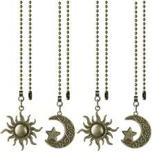 Ceiling Fan Pull Chain Set, 4pcs Moon Pattern Pull Chain Extension, Ceiling Fan Pull Chain Pendant, 12 Inch Ceiling Fan Chain Extender With Ball Fan Chain Connector - Moon and Sun - View 13