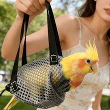 Bolsa de transporte de malla transpirable para loros - Bolsa de viaje portátil y ligera para pájaros con correa ajustable adecuada para periquitos, loros pequeños, agapornis, loros pequeños para salidas y visitas al veterinario - Ver 5