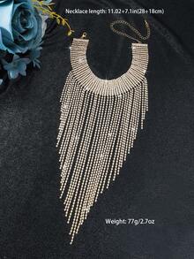 1pc Classic Tassel Necklace, Suitable For Important Occasions, Parties, Banquets, Etc. - Gold - View 4