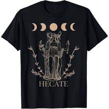 Novelty T-Shirt With Triple Moon Design, Goddess Hecate, Tarot, For Men, Cotton T-Shirt, Loose Oversized T-Shirt For Women, Casual Summer Clothing With Round Neck - 款式 - 查看 1