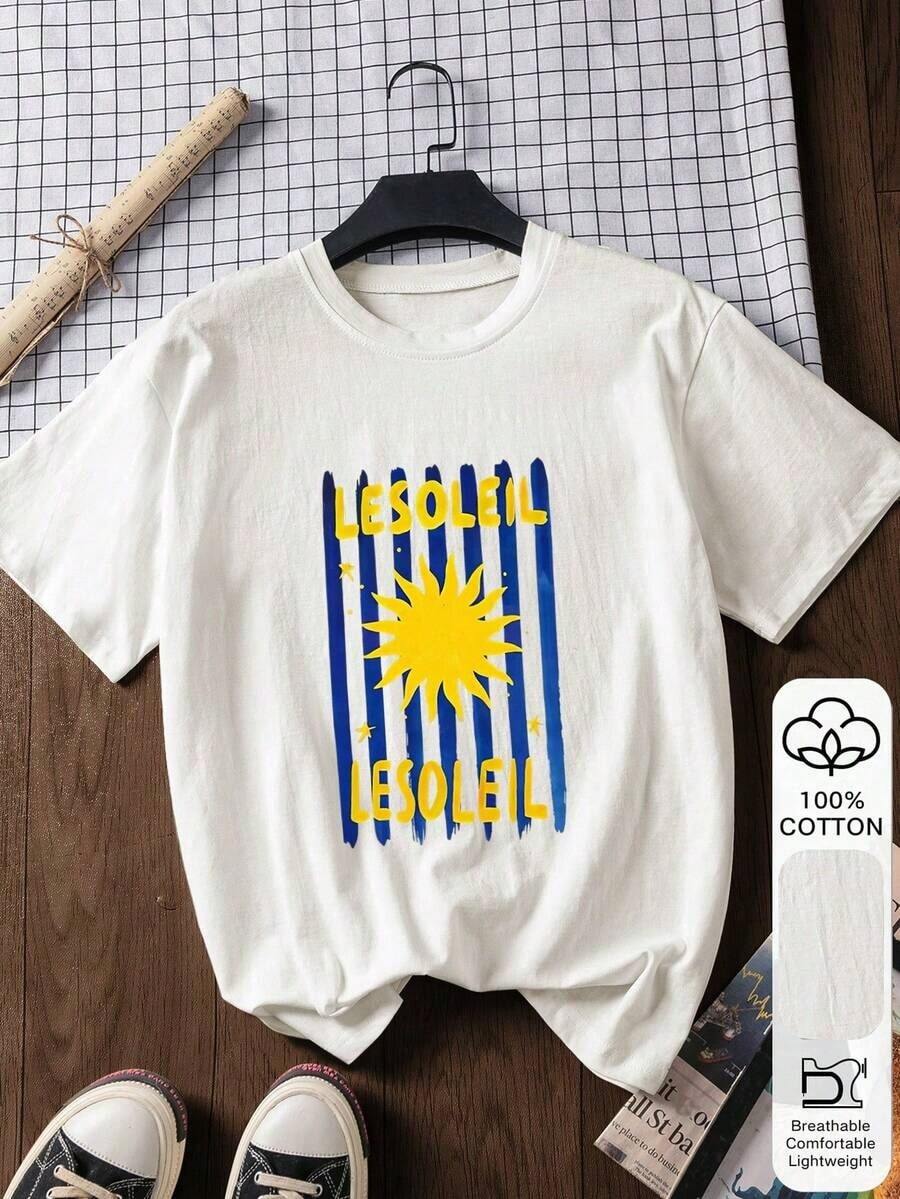 100% Cotton Blouse With Iced Lemon Drink Print, Women's Casual Fashion Graphic Tee, Summer Wear, Outdoor Wear, Back To School Outfit, Vacation Wear - 白色 - 查看 1