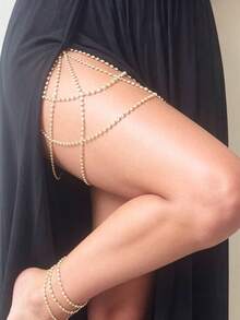 Gold-Plated Women's Elegant Crystal Decorated Leg Chain, Suitable For Formal Occasions, Parties, And Daily Wear - Gold - View 2