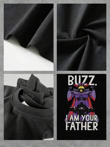 A Fun Graphic Showing A Dark Robot Declaring His Paternity To A Space Hero With Humorous Text That Combines Pop Culture And Galactic Fantasy. Comfortable And Modern Casual Short-Sleeved Women's T-Shirt - 黑色 - 查看 4