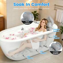 Full Body Bath Pillow With Headrest Lumbar Support Quick-Drying Bathtub Cushion With Breathable 4D Honeycomb Mesh Cushion Nonslip Machine Washable - Gray - View 4